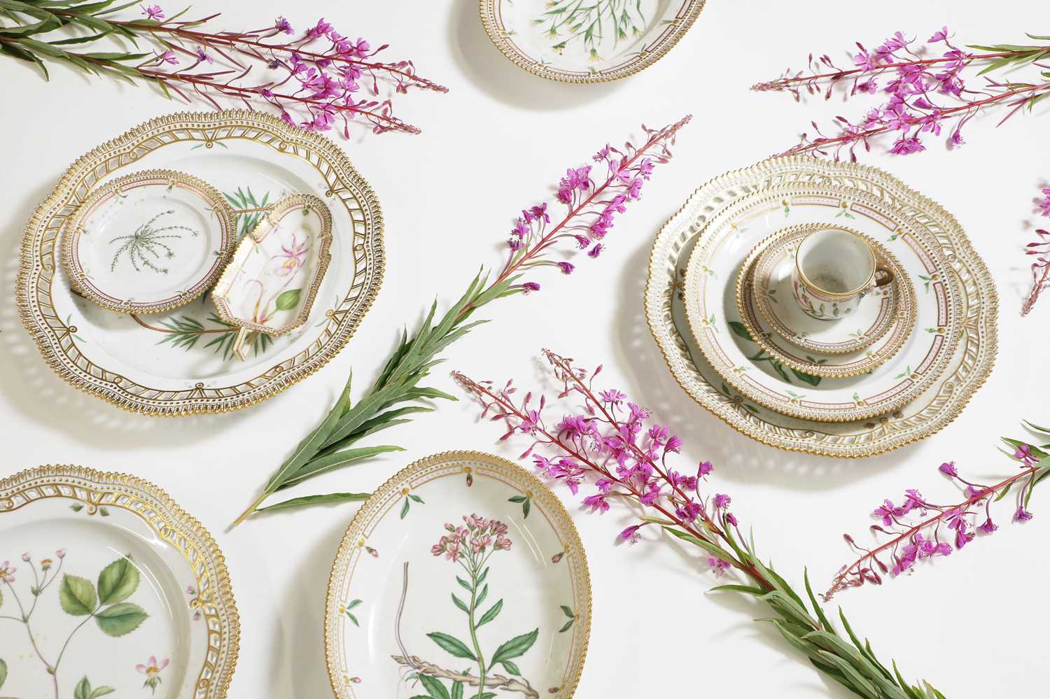 A composite Royal Copenhagen 'Flora Danica' porcelain part dinner service (Sold for £12,35